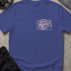 Born To Beach T-Shirt in Metro Blue, front view.