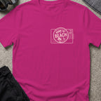 Born To Beach T-Shirt in Antique Heliconia, front view.