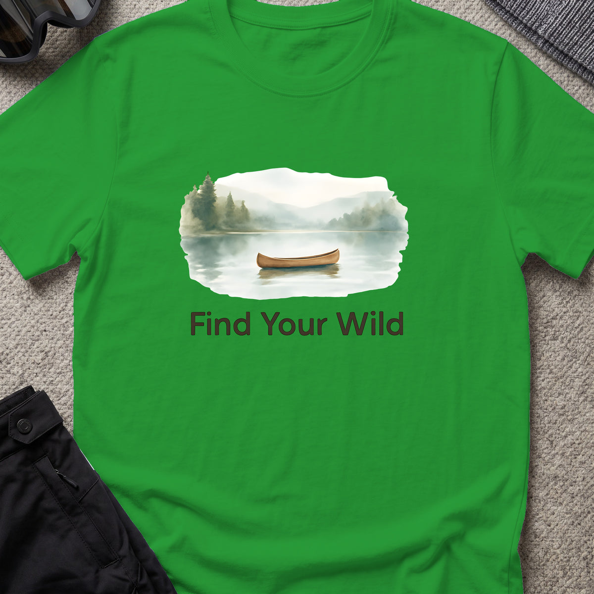 Find Your Wild T-Shirt in Irish Green, front view.