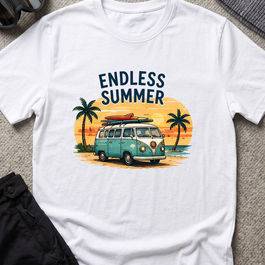 Endless Summer T-Shirt in White, front view.