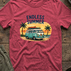 Endless Summer T-Shirt in Heather Cardinal, front view.