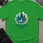 Forest Vibes Only T-Shirt in Irish Green, front view.