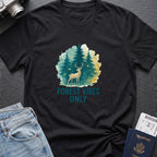 Forest Vibes Only T-Shirt in Black, front view.