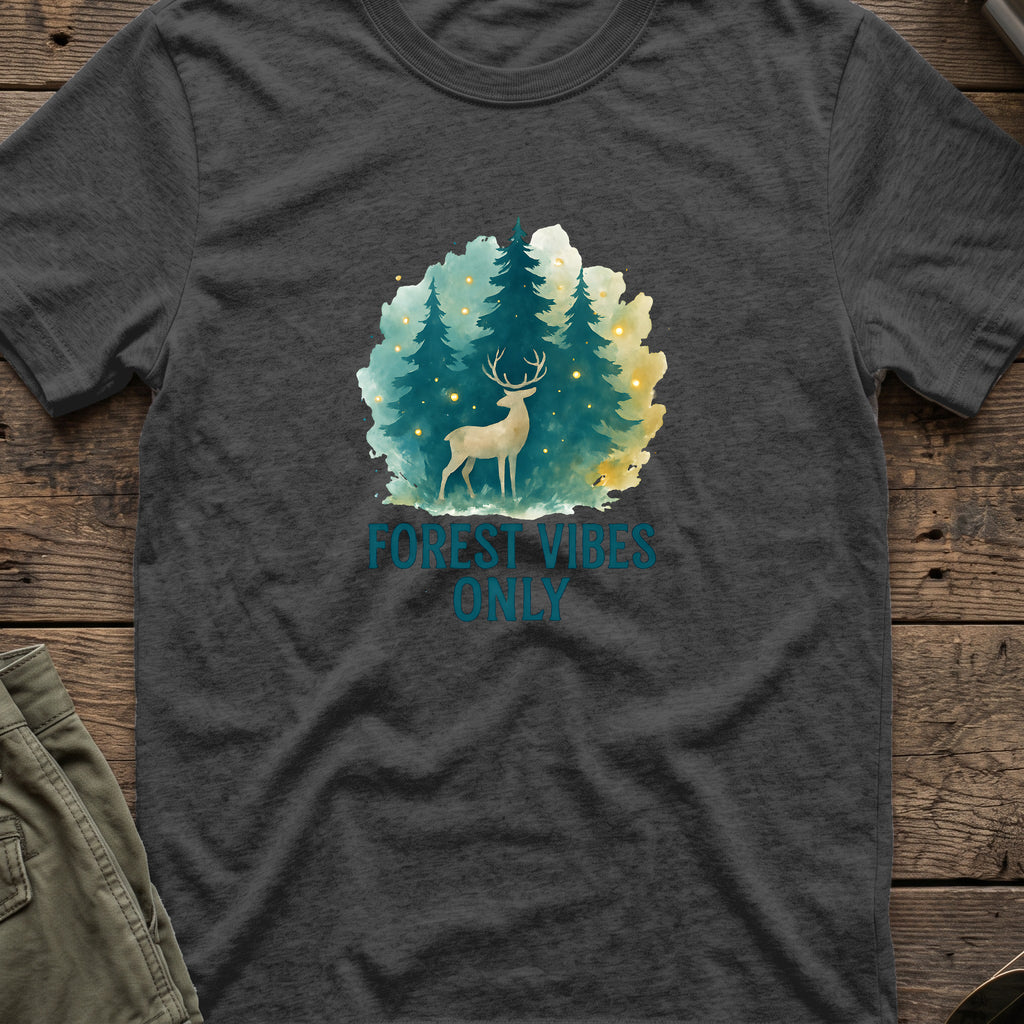 Forest Vibes Only T-Shirt in Dark Heather, front view.