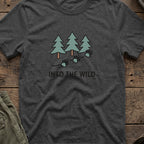 Pine Forest Footprints T-Shirt in Dark Heather, front view.