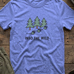 Pine Forest Footprints T-Shirt in Heather Royal, front view.