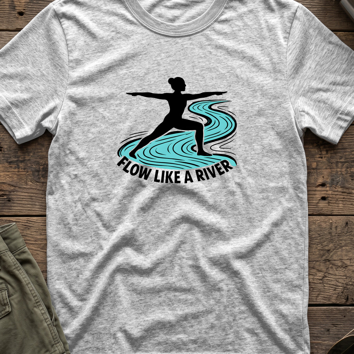 Flow Like a River T-Shirt in Sport Grey, front view.