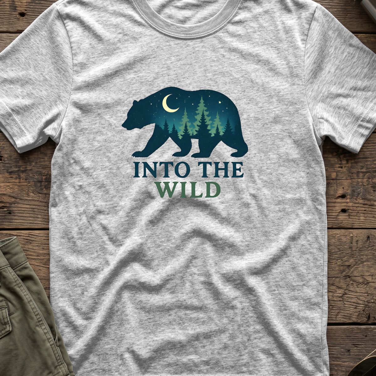 Into the Wild T-Shirt in Sport Grey, front view.