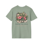 Packed the Island T-Shirt in Sage, back view.