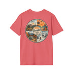 Vacation is Always in Season T-Shirt in Coral Silk, back view.