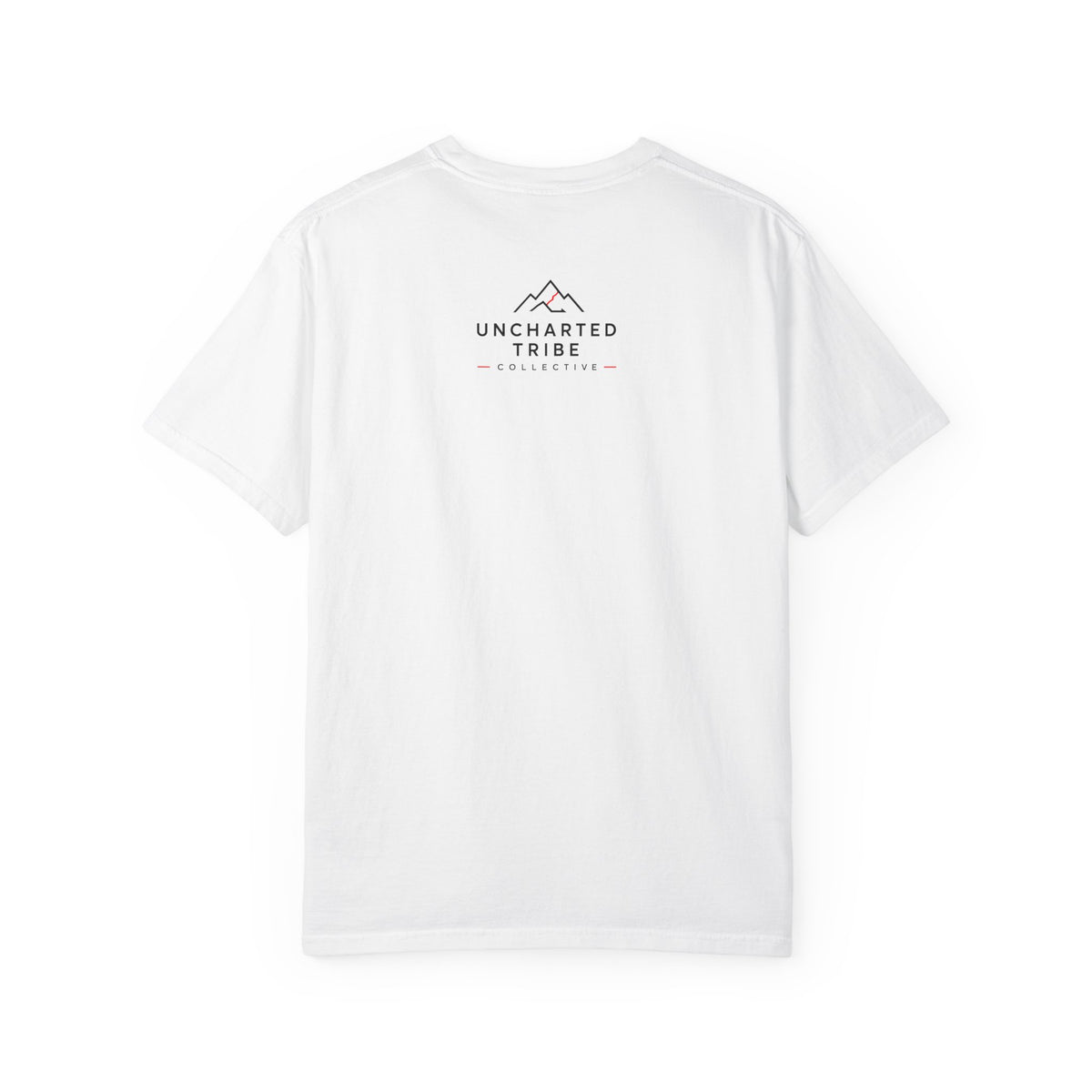 Floral Camera T-shirt in White, back view with a small upper-back logo.