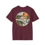 Vacation is Always in Season T-Shirt in Maroon, back view.