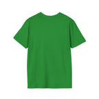 Floral Camper Van 2 T-Shirt in Irish Green, plain back view.