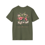 Packed the Island T-Shirt in Military Green, back view.