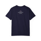 Floral Camera T-shirt in True Navy, back view with a small upper-back logo.