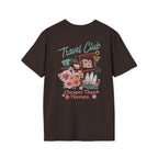 Travel Club T-Shirt in Dark Chocolate, back view.