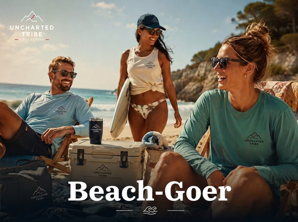 Beach-goers on the shore
