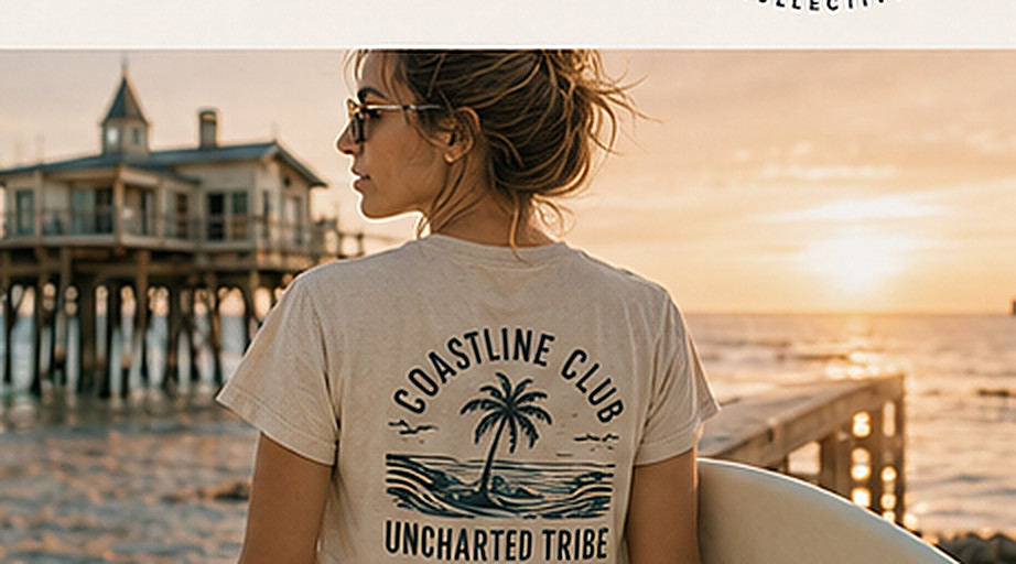 Coastal Tribe collection at the pier at sunset